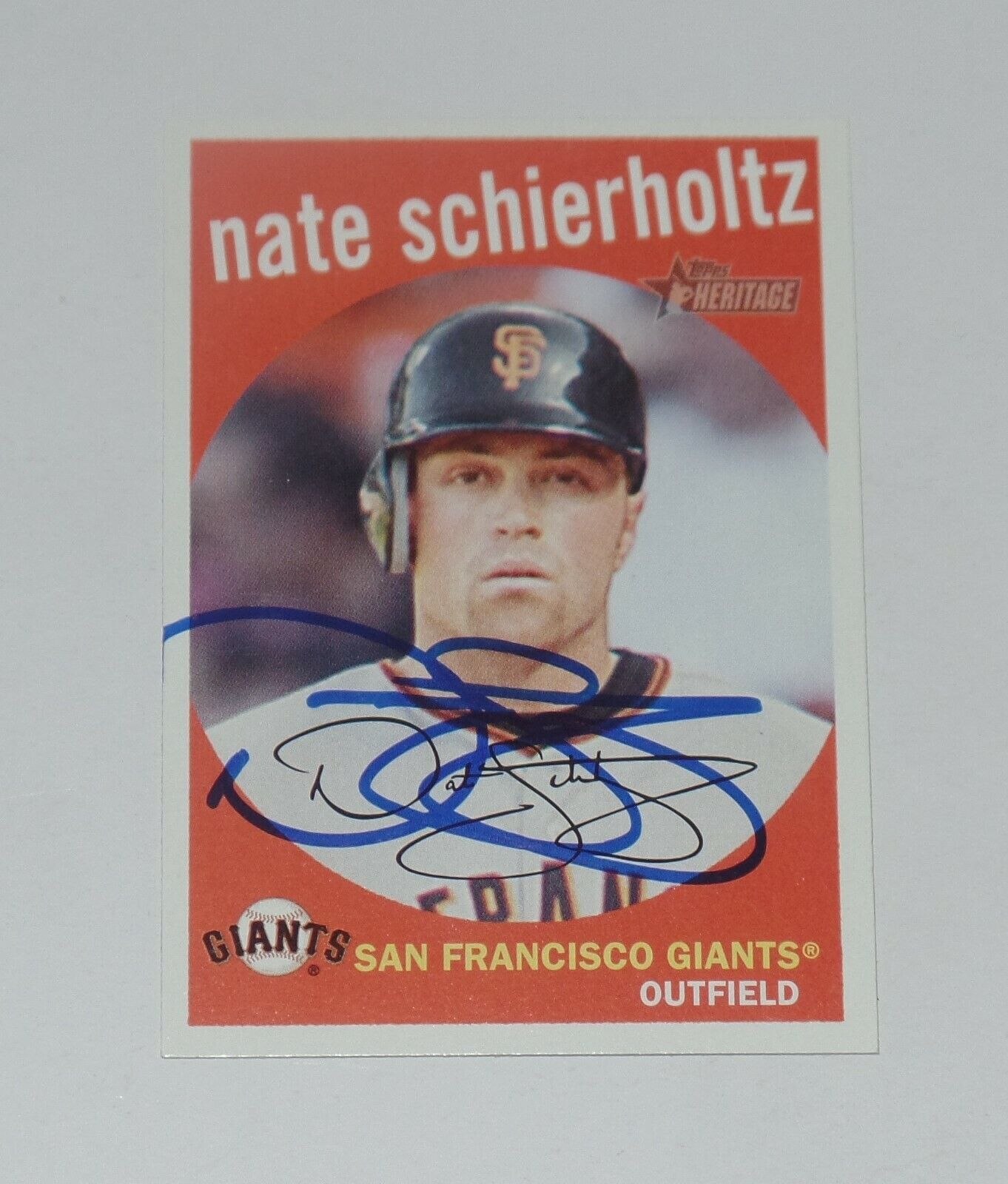 NATE SCHIERHOLTZ SIGNED AUTO\'D 2008 TOPPS HERITAGE CARD #280 GIANTS CUBS NATS