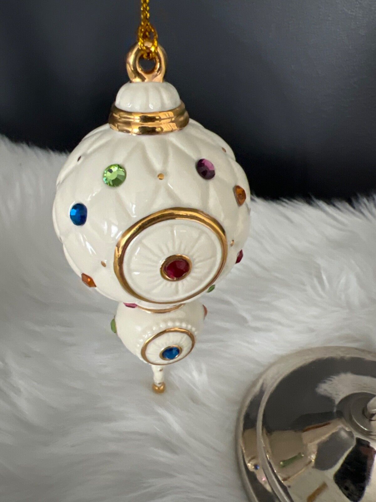 Lenox Jeweled Traditions Ornament Spire Christmas White Jewel 2004