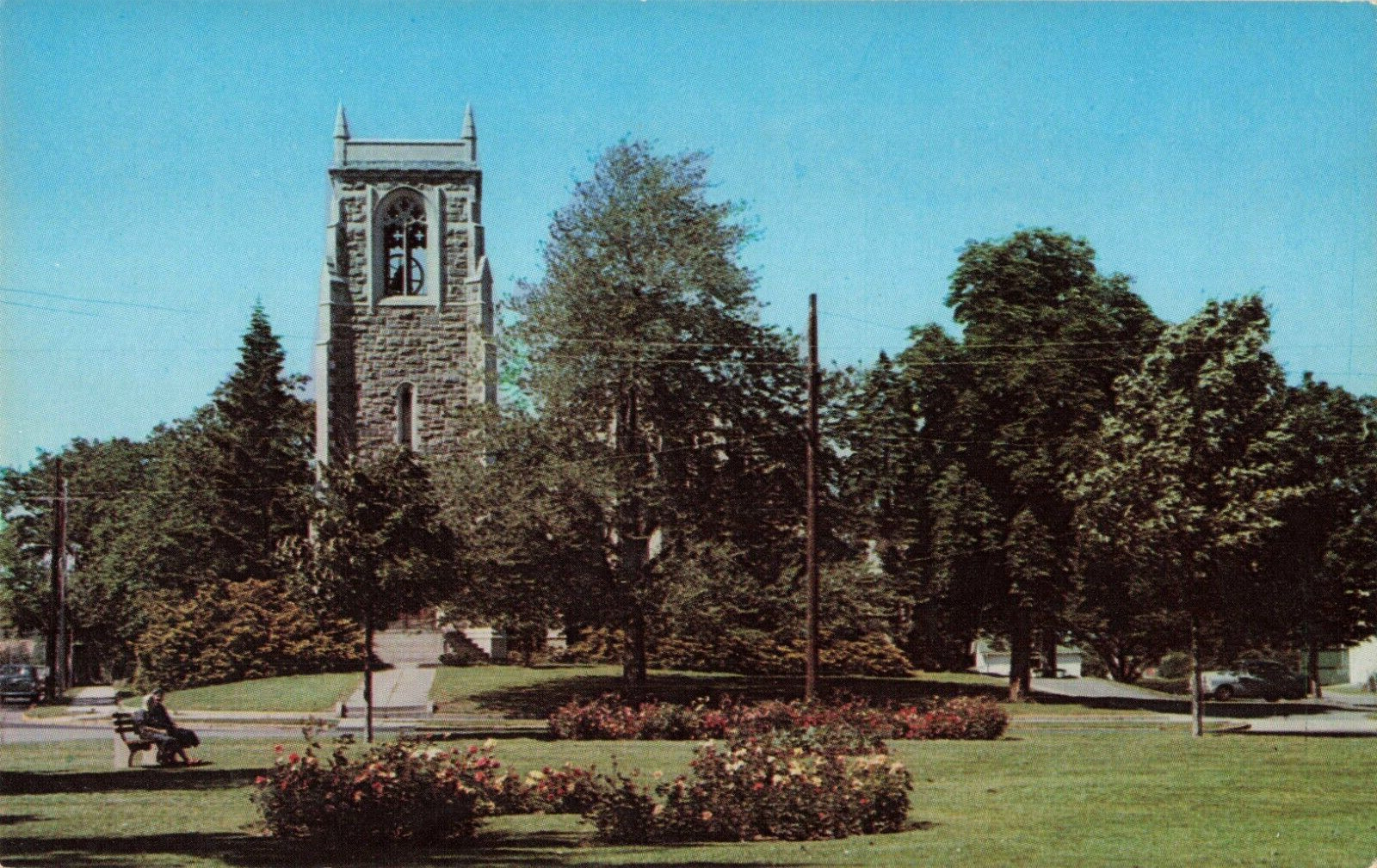 Stamford CT, Bedford Park, First Congregational Church, Tower, Vintage Postcard