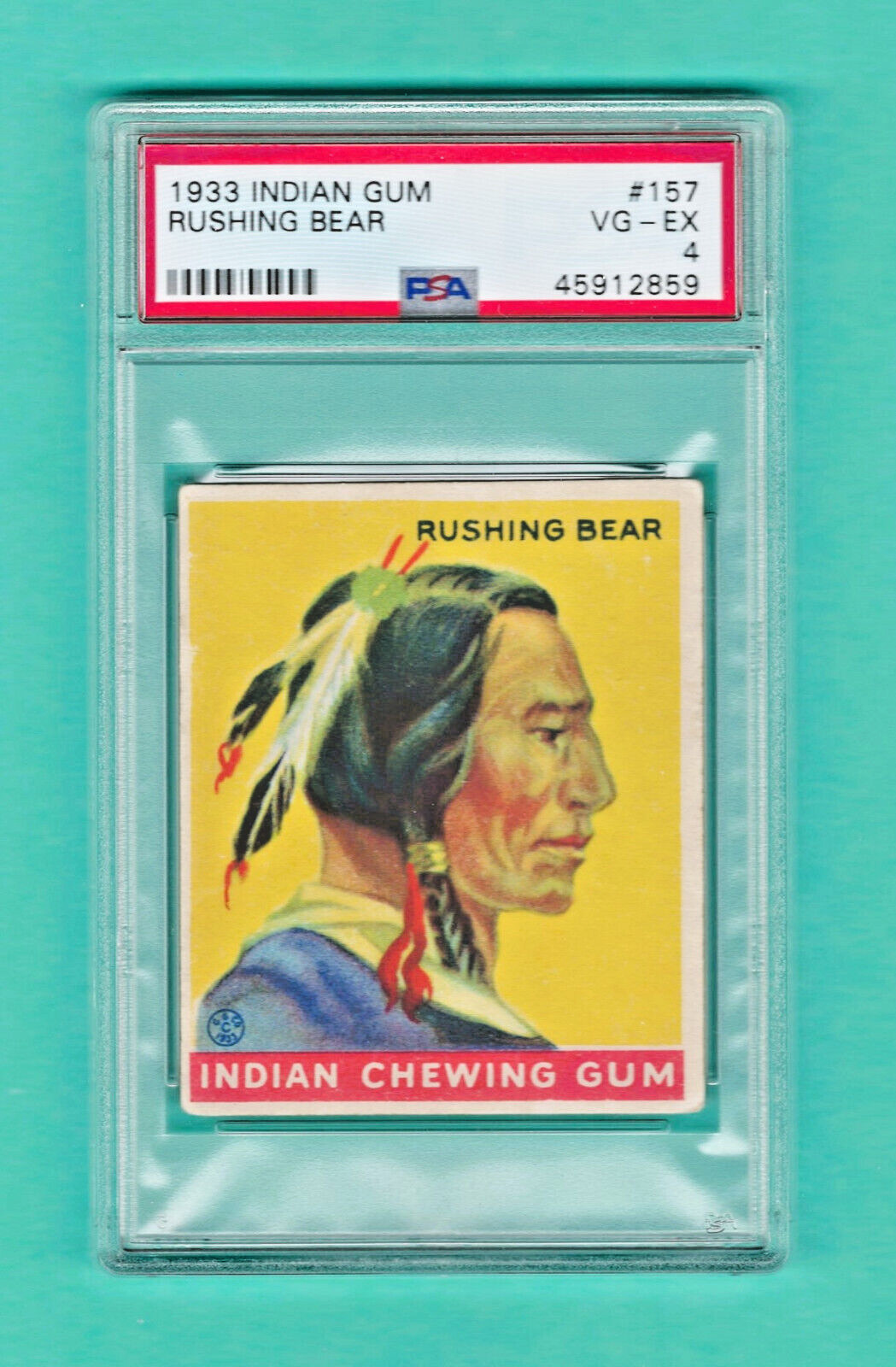 1933 R73 Goudey Indian Gum Card #157 - RUSHING BEAR - Series 216 - PSA 4 - VG-EX