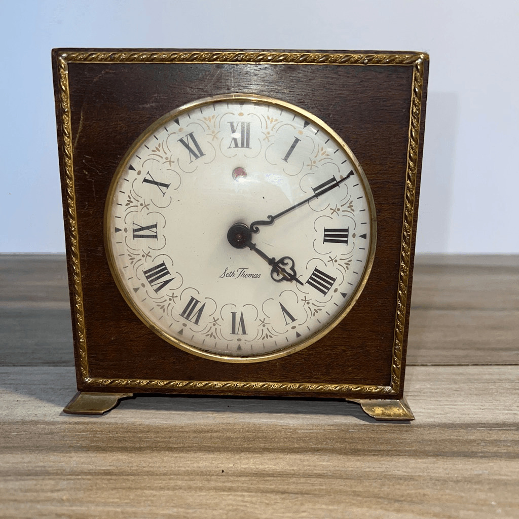 Vintage Seth Thomas Mantle Clock Electric Alarm Wood  Connecticut Grandpacore