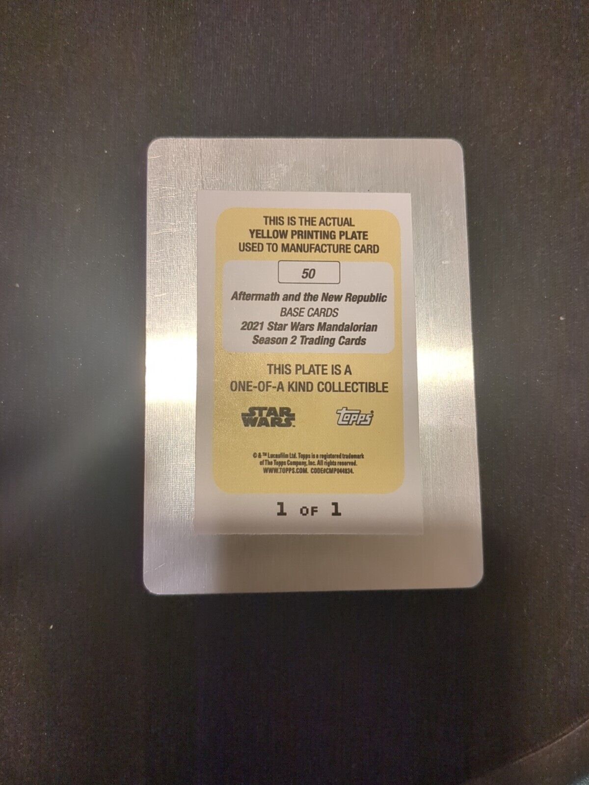 2021 Topps Star Wars Aftermath And The New Republic Yellow Printing Plate 1/1