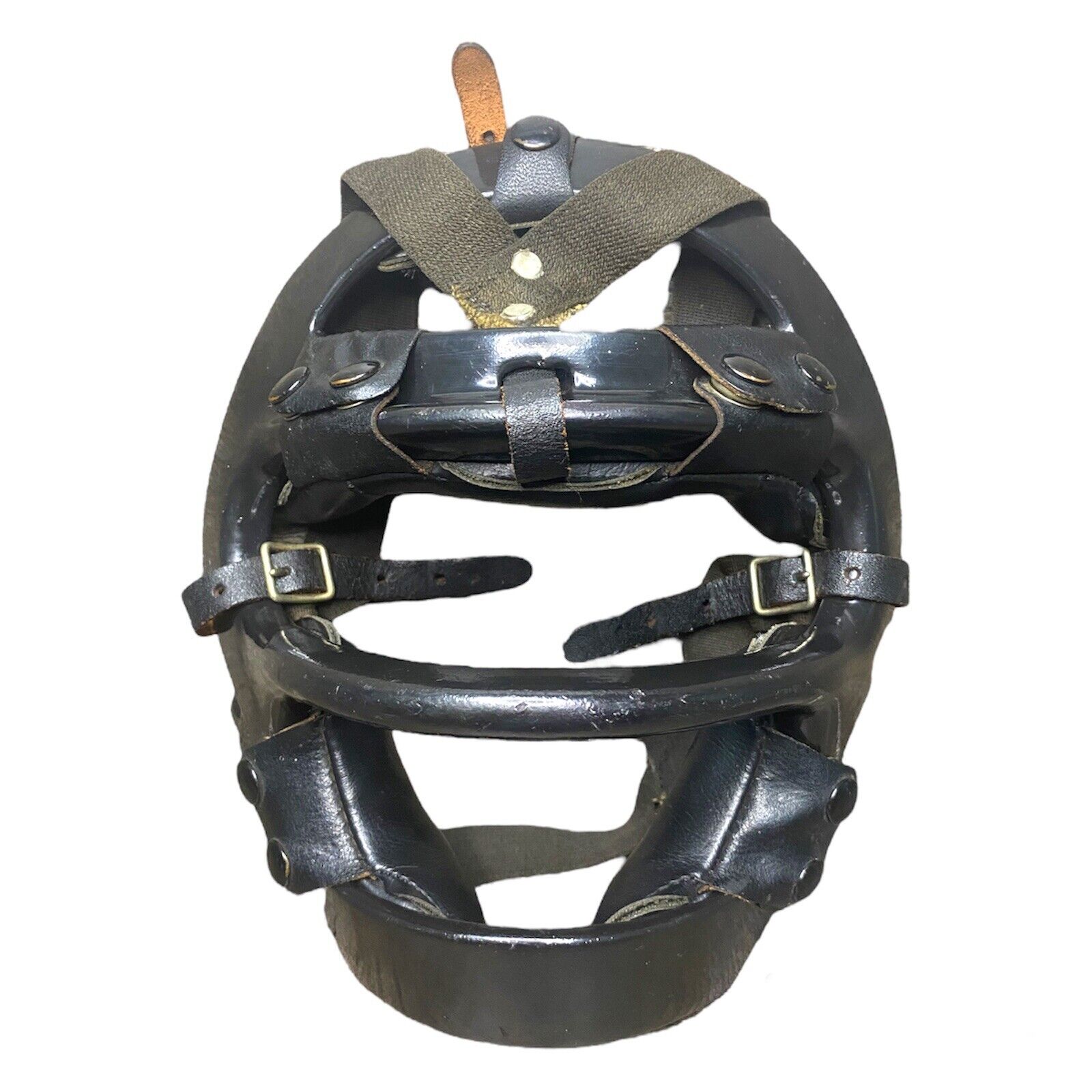 VTG Baseball Catcher Helmet Umpire Face Mask Black Single Bar 800B H65 Leather