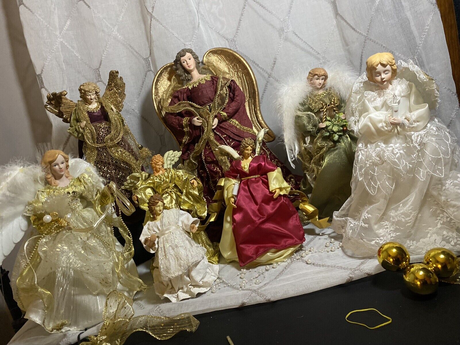 Vintage Angel Lot Of 8 Christmas Tree Topper Lighted Angelic Variety Of Sizes