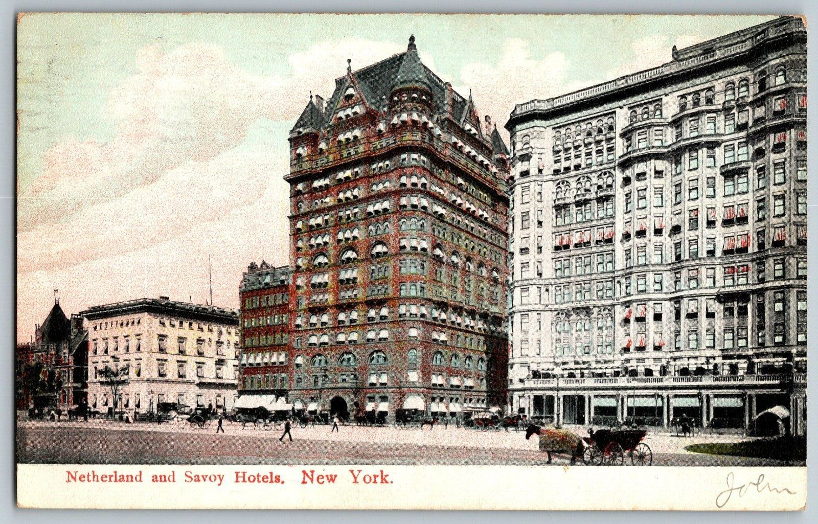 New York - Netherlands & Savoy Hotels - Vintage Postcard - Posted