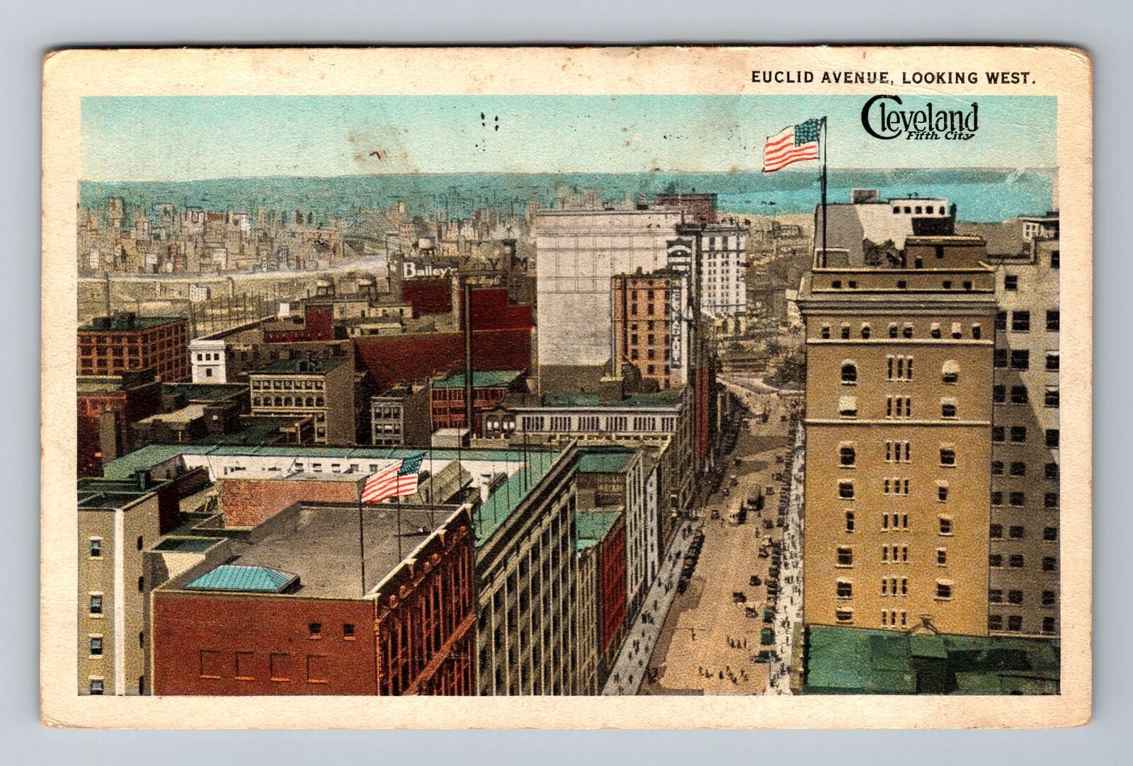 Cleveland OH-Ohio,  Euclid Avenue Looking West, Antique Vintage Postcard