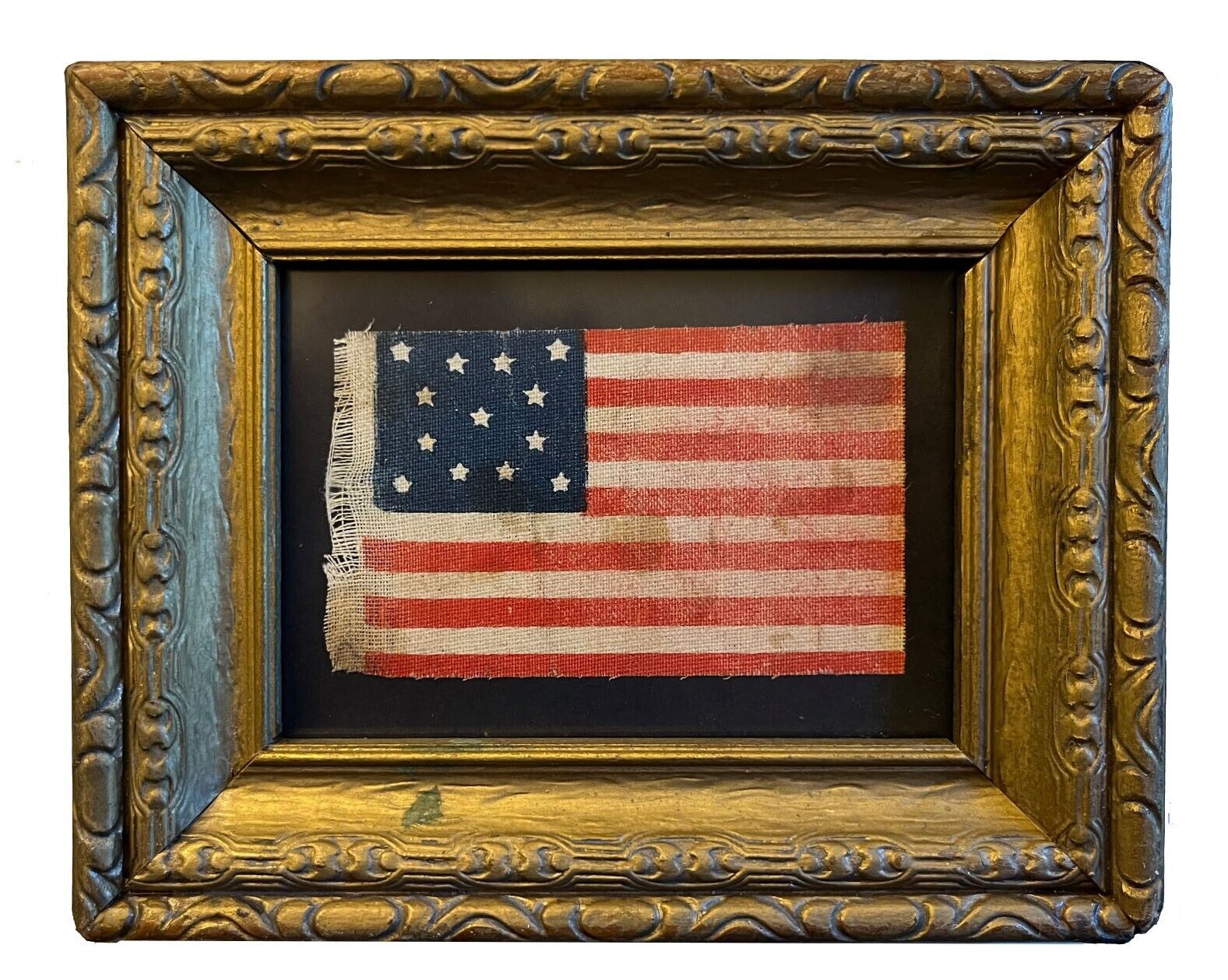 Circa 1876 ANTIQUE 13 Star Centennial American Parade Flag Folk Art Primitive