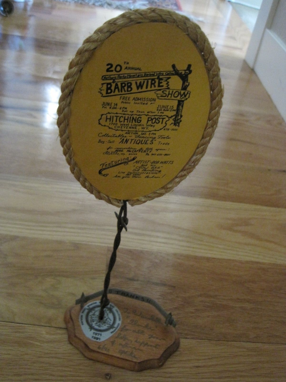 Big Wonderful Wyoming  Barbed Wire Show 20th Trophy 1971-1991 Vintage