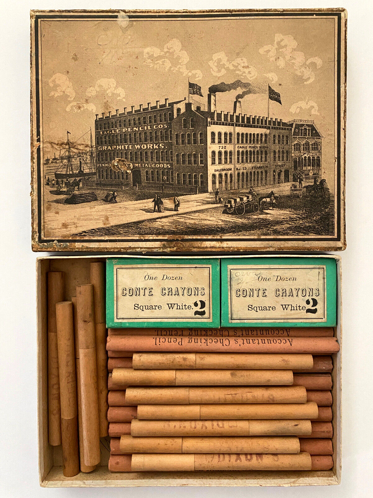 RARE 1800s Dixon's Graphite Pencils and Eagle Pencil Co Box