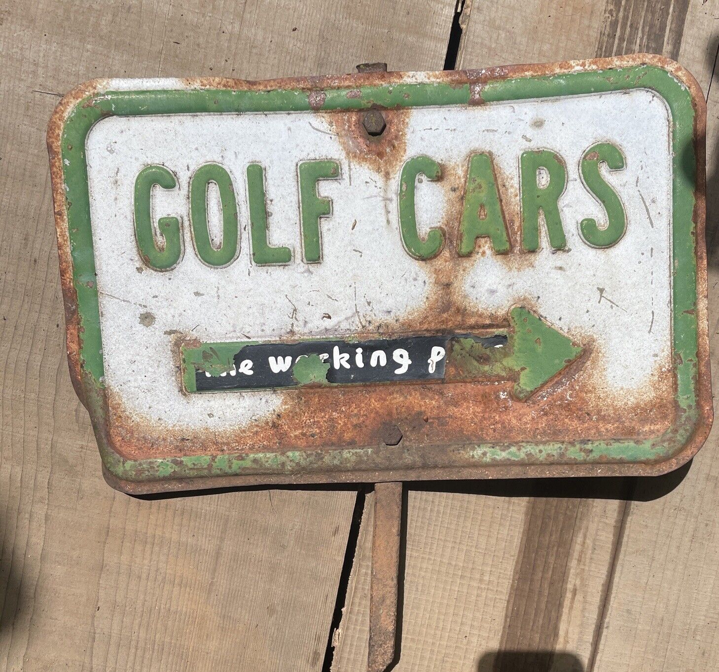 Vintage GOLF CARS Carts On Tees ⛳️Embossed Metal Golf Course Golfing Sign 🪧