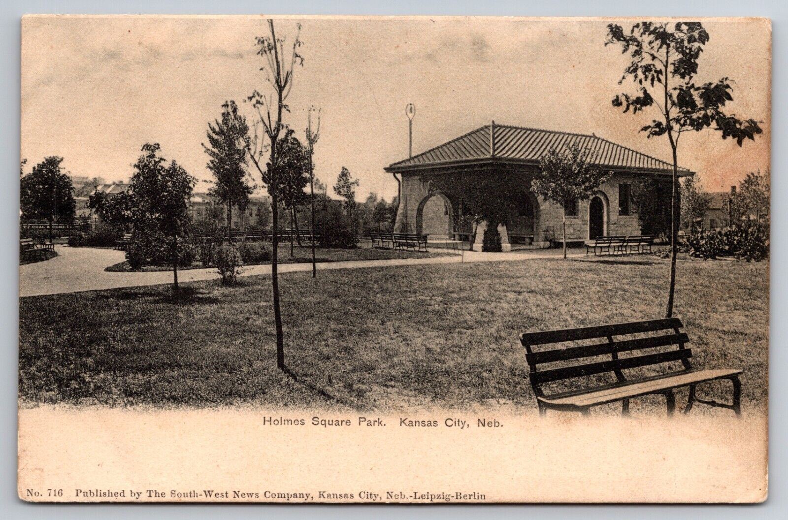 Holmes Square Park Kansas City Nebraska NE c1905 Postcard