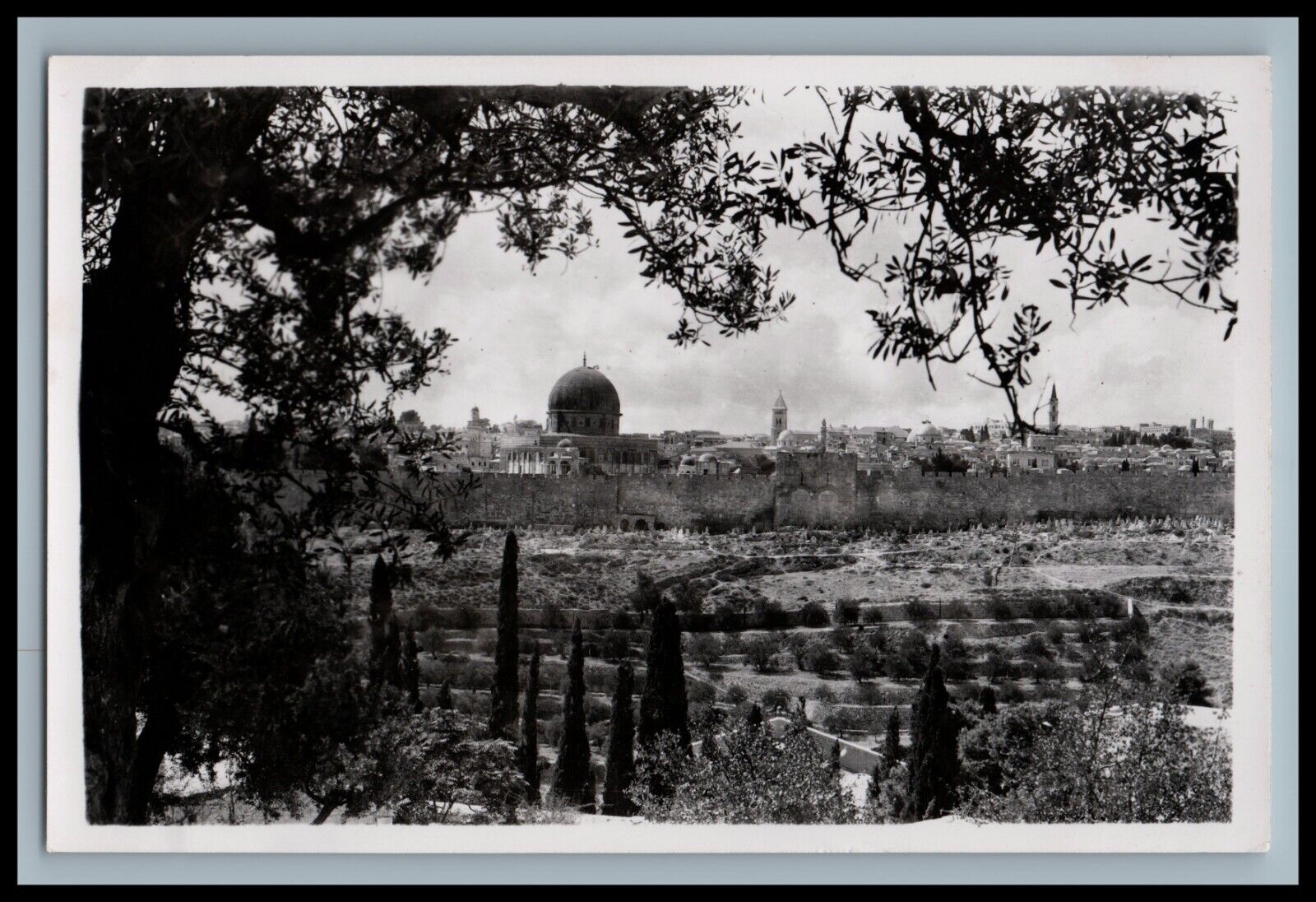 GENERAL VIEW OF JERUSALEM Vintage RPPC Photo Postcard c1950s Photo Leon Jlm