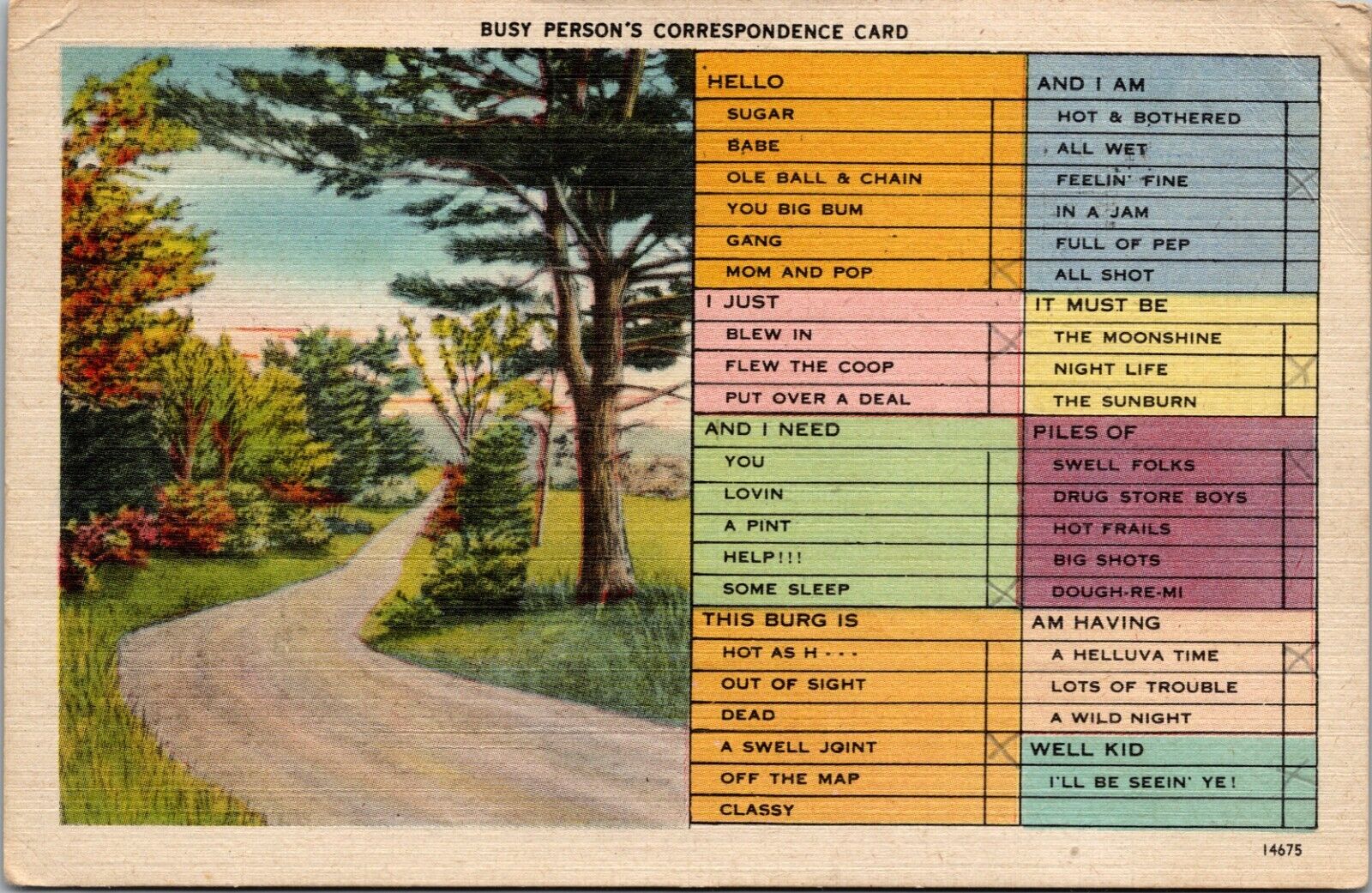 Vintage Postcard Busy Person's Correspondence Card