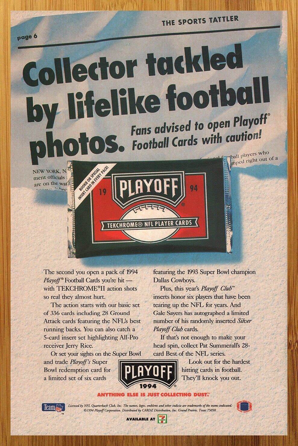 1994 Playoff Tekchrome II NFL Trading Cards Print Ad/Poster Football 90s Pop Art
