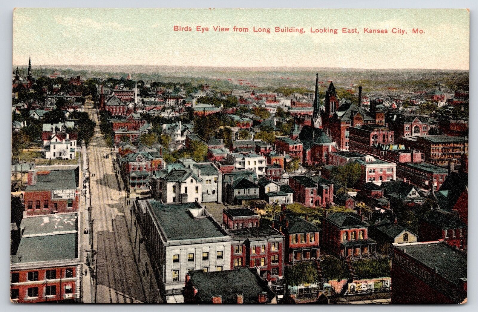 Kansas City Missouri, Bird\'s Eye View Long Building Looking E. Kansas Postcard