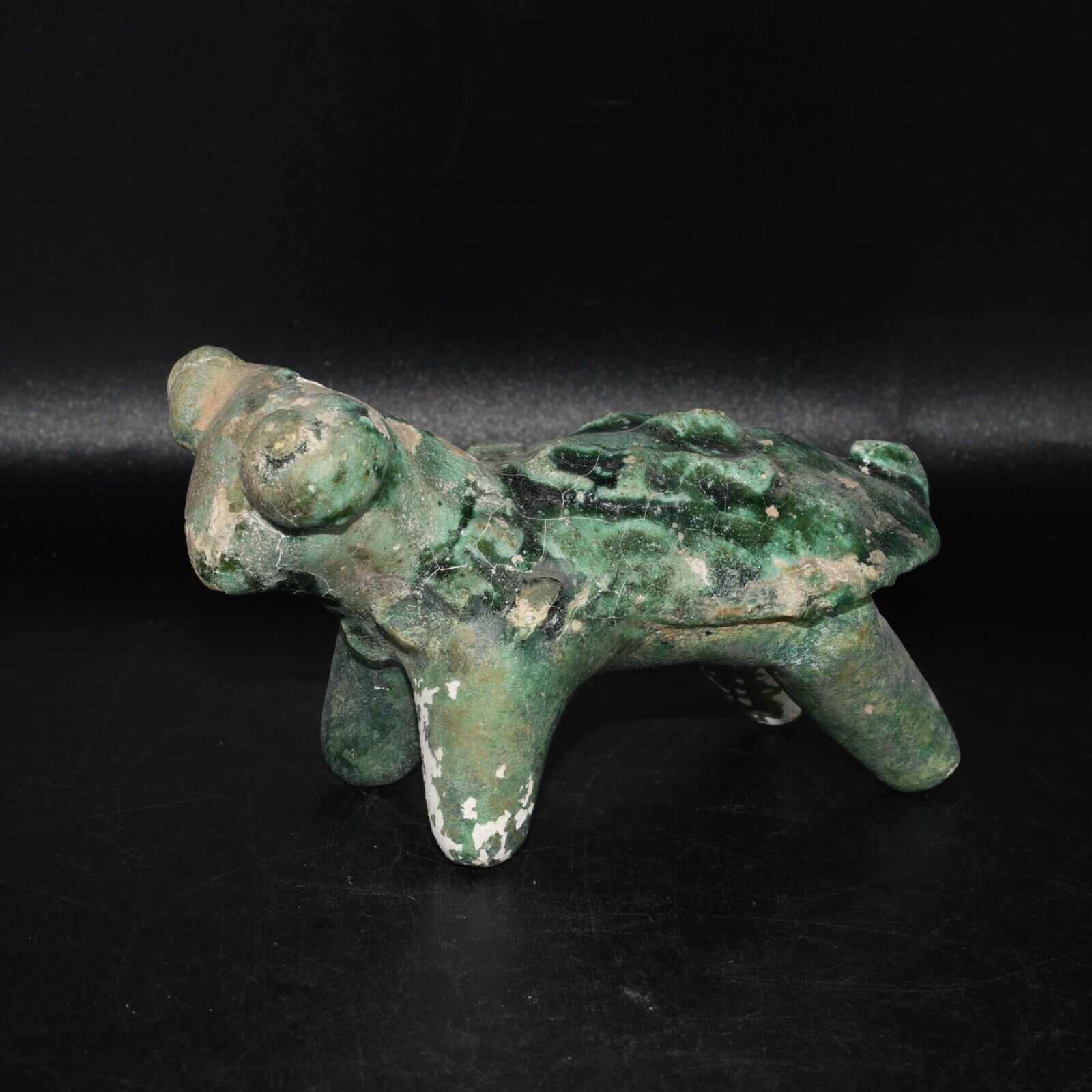 Authentic Ancient Islamic Near Eastern Kashan Glazed Terracotta Animal Figurine