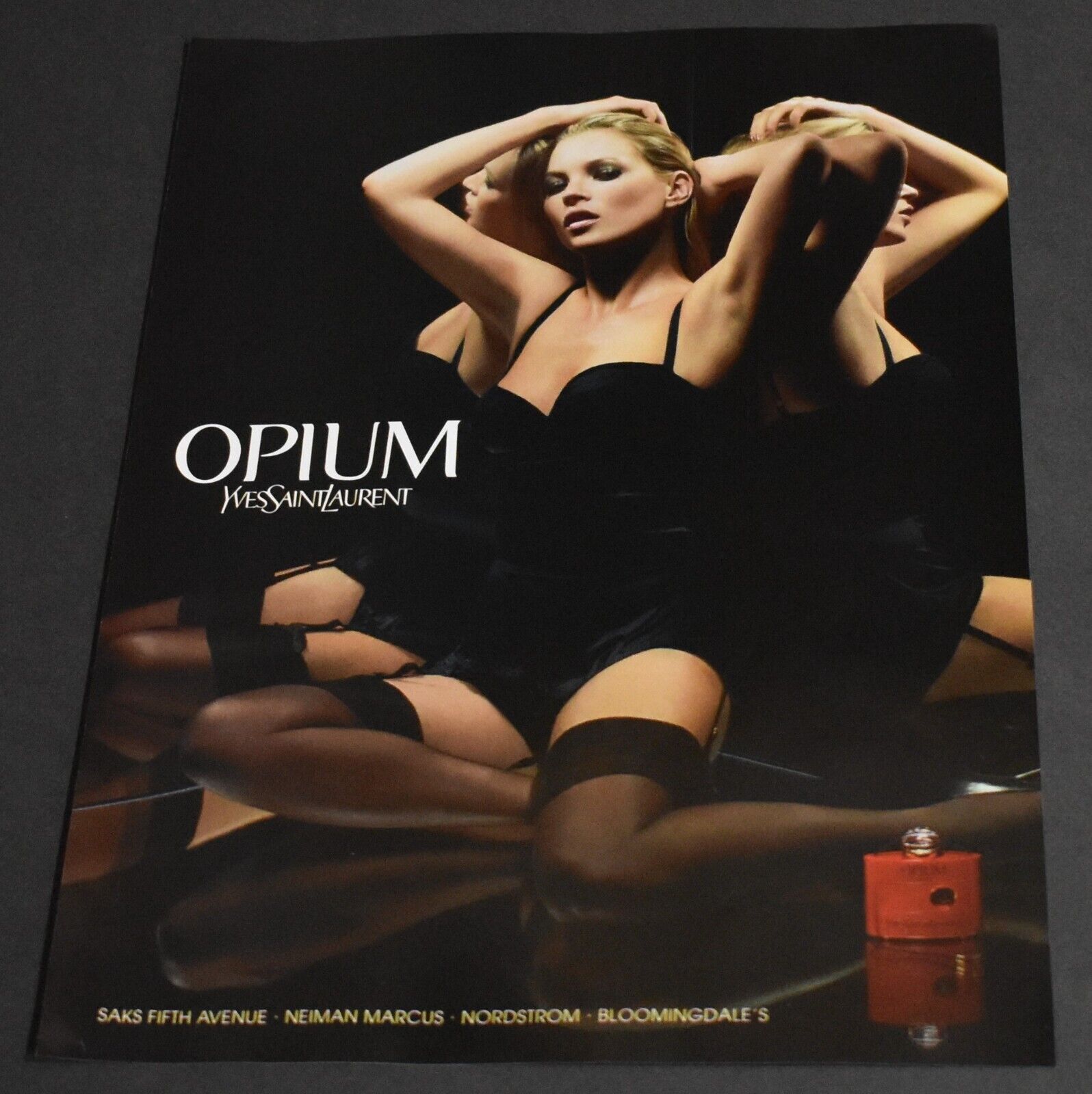 2003 Print Ad Sexy Opium Yves Saint Laurent Lingerie Hosiery Pantyhose Fragrance