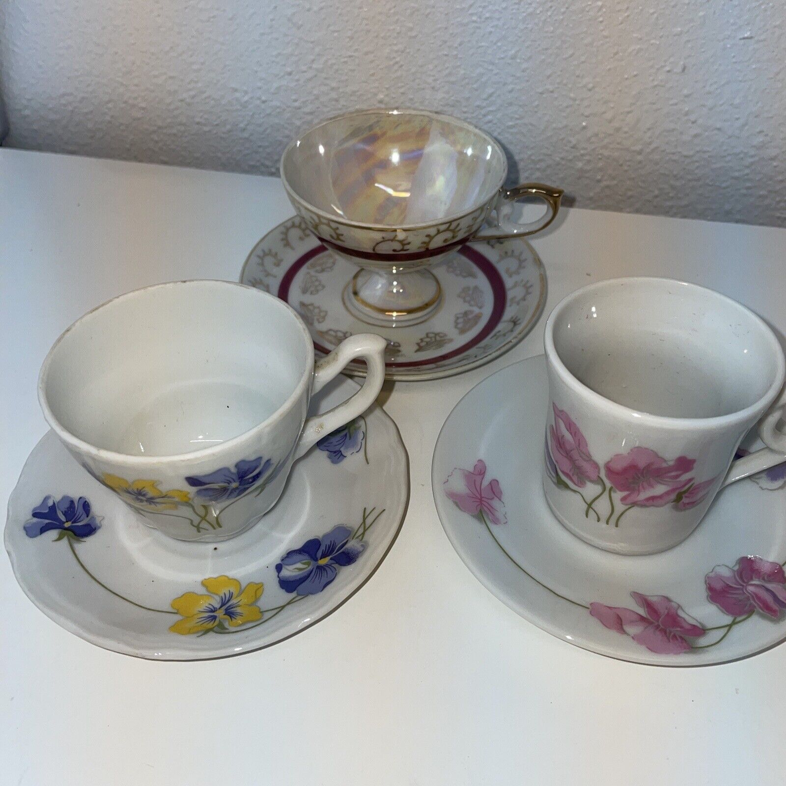 Vintage Teacups & Saucers flowers Enesco Japan Plus 1