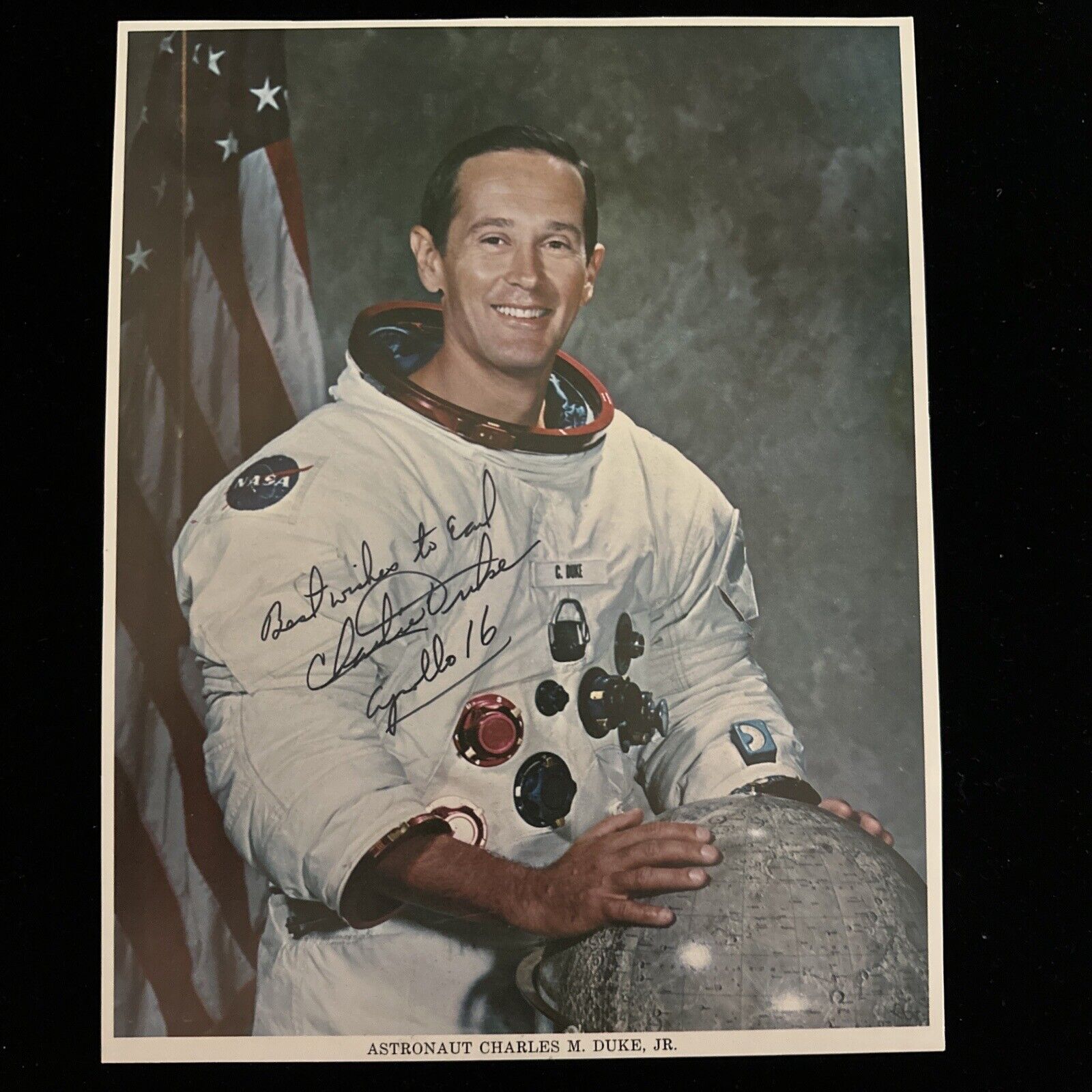 Charles Charlie M. Duke Jr. Signed White Space Suit WSS NASA Lithograph Zarelli