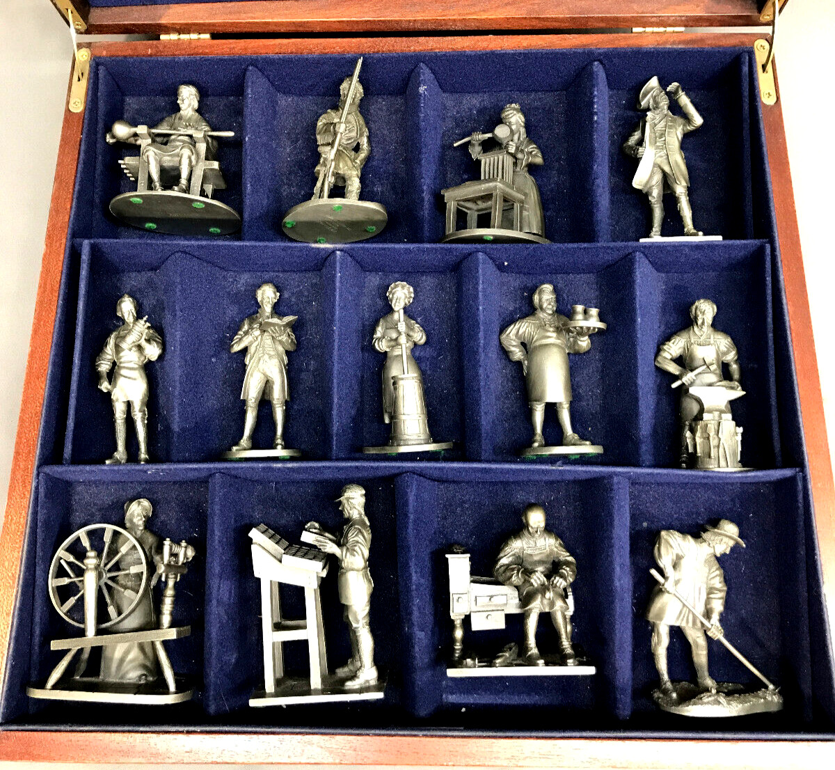 Vtg 1975 Franklin Mint Pewter PEOPLE OF COLONIAL AMERICA  Figurines COMPLETE SET