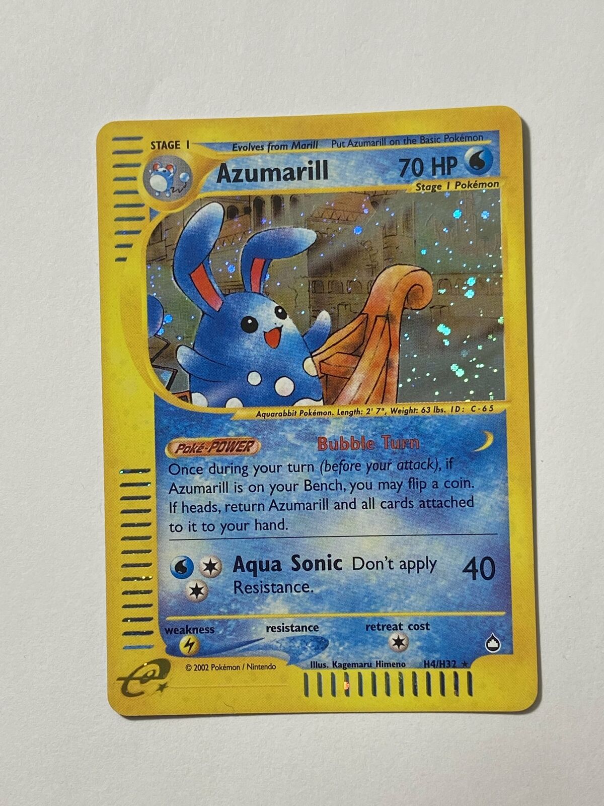 Azumarill Aquapolis Holo H4 /147 Pokemon E-Reader WOTC Near Mint