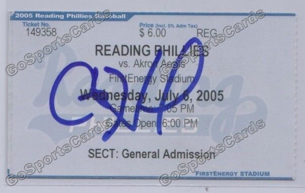 Cole Hamels 2005 Reading Phillies Autograph Debut Ticket Stub RARE Auto Signed
