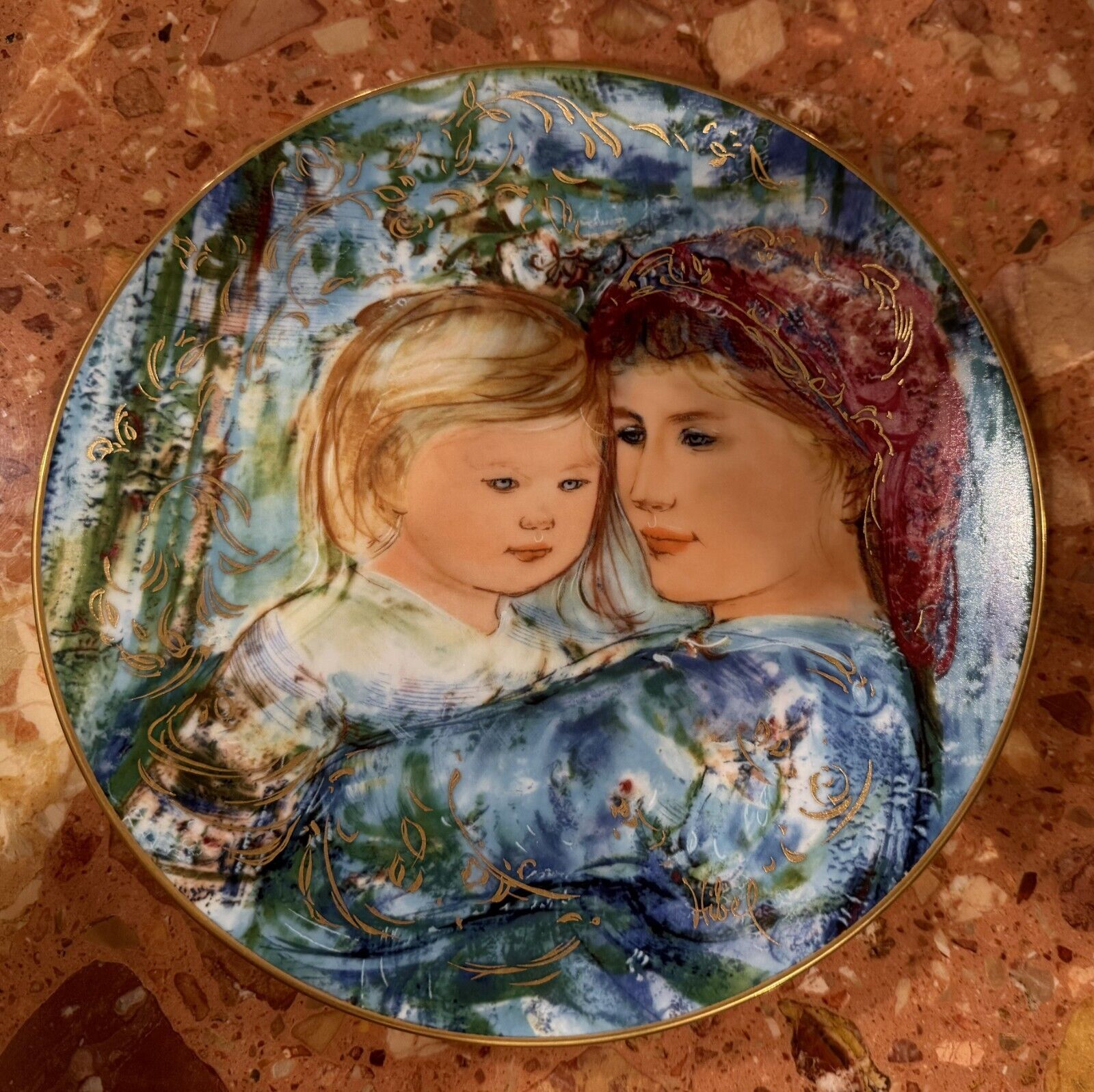 EDWIN M KNOWLES MOTHERS DAY COLLECTOR PLATE with gold karat # 5643A SINCE 1854