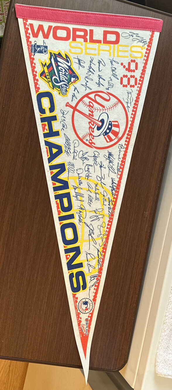 1998 N.Y. New York Yankees World Series Champions MLB Baseball Pennant W/ Names