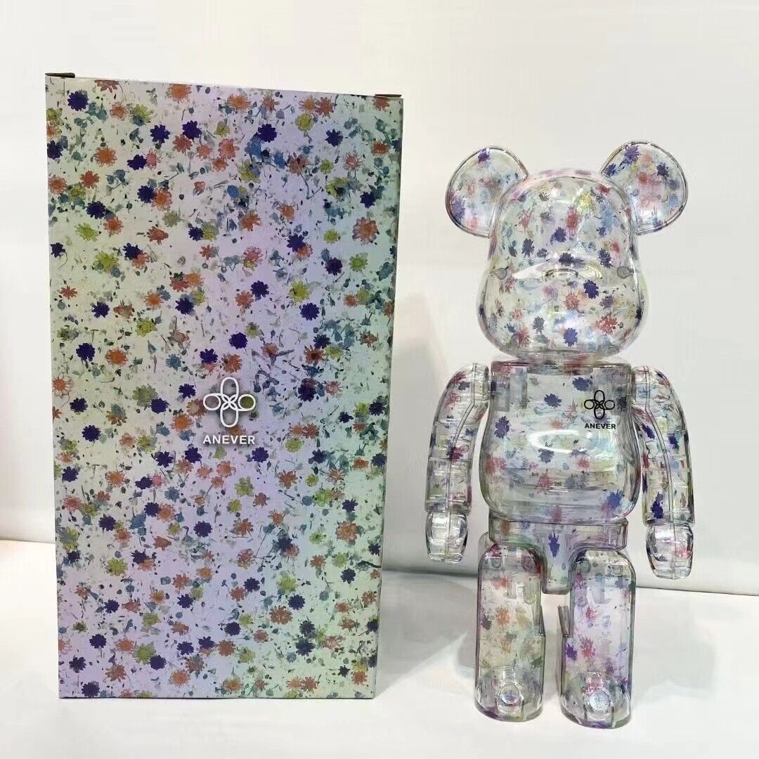400%Bearbrick ANEVER Clear Floral Action Figure Home Deco Art Toy Gift Ornament