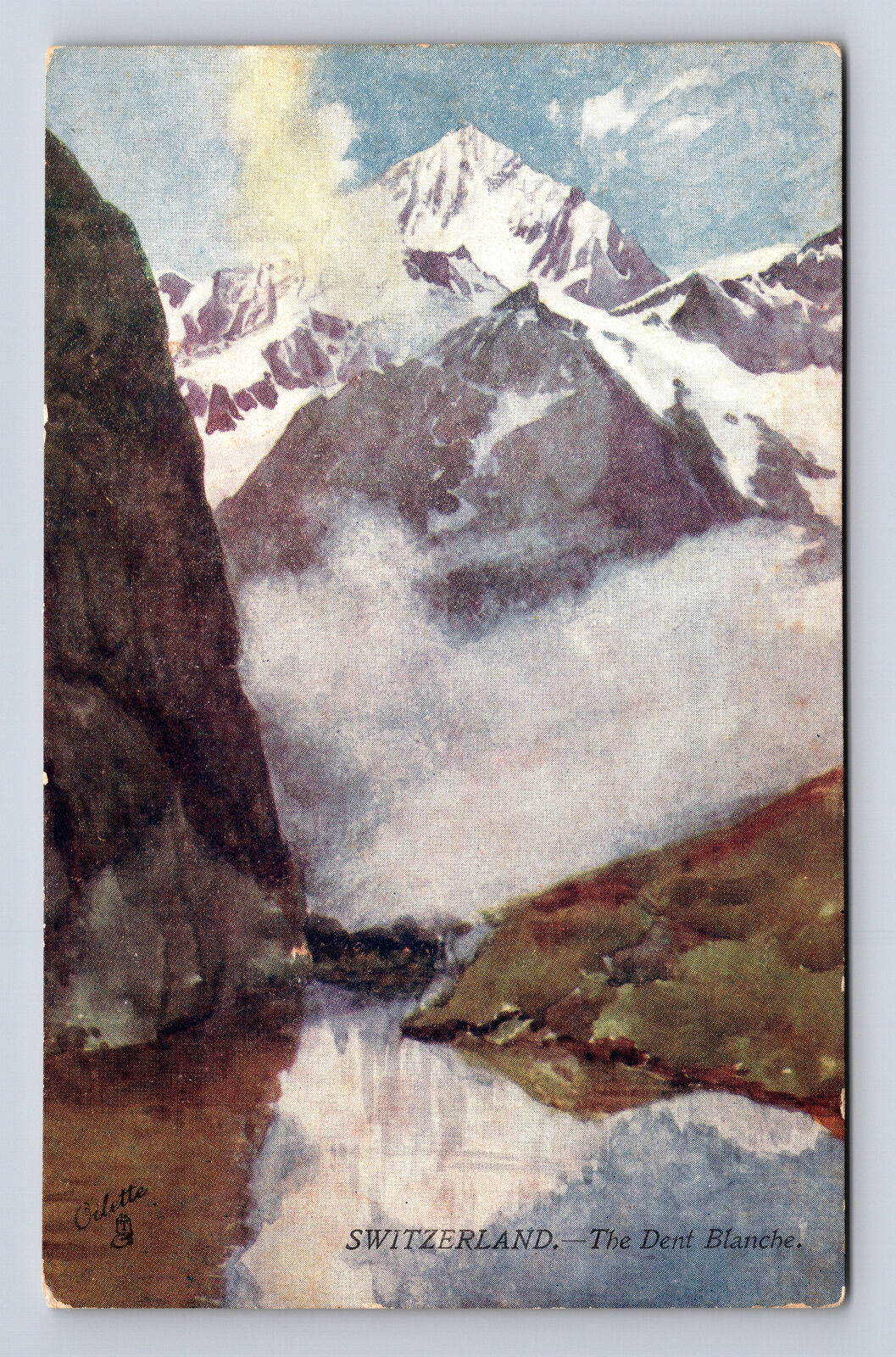 The Dent Blanche Mountains Swizterland by McCormick Tuck\'s Oilette Postcard