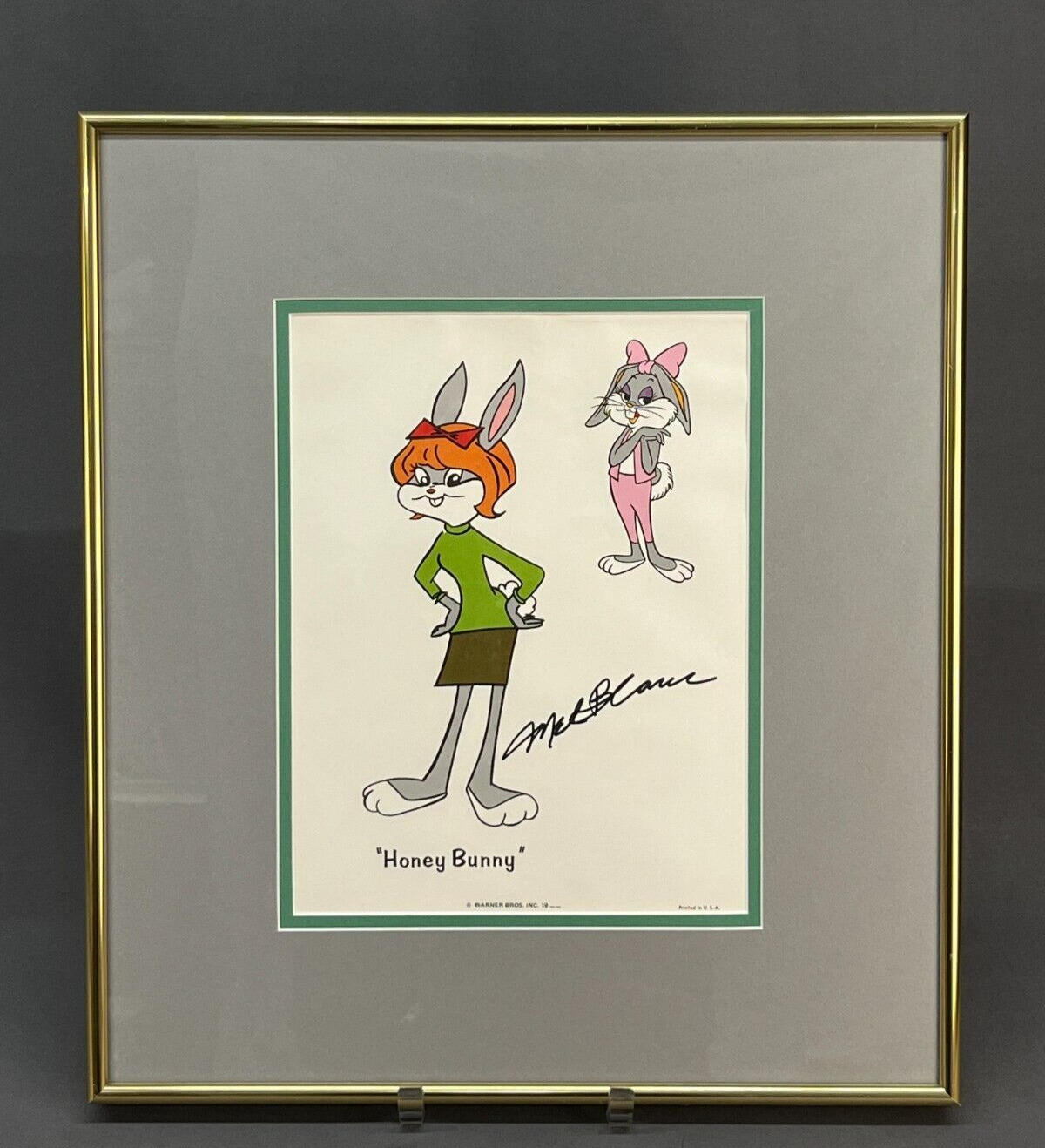 Mel Blanc Signed & Framed HONEY BUNNY Looney Tunes Print c. 1960’s ~ 17\