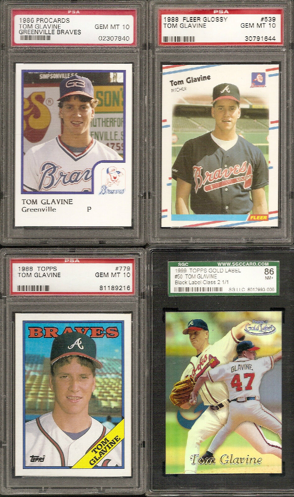 ULTIMATE TOM GLAVINE HOF COLLECTION - 1/1\'S, AUTOS, GAME USED, RC, PATCH, RARE