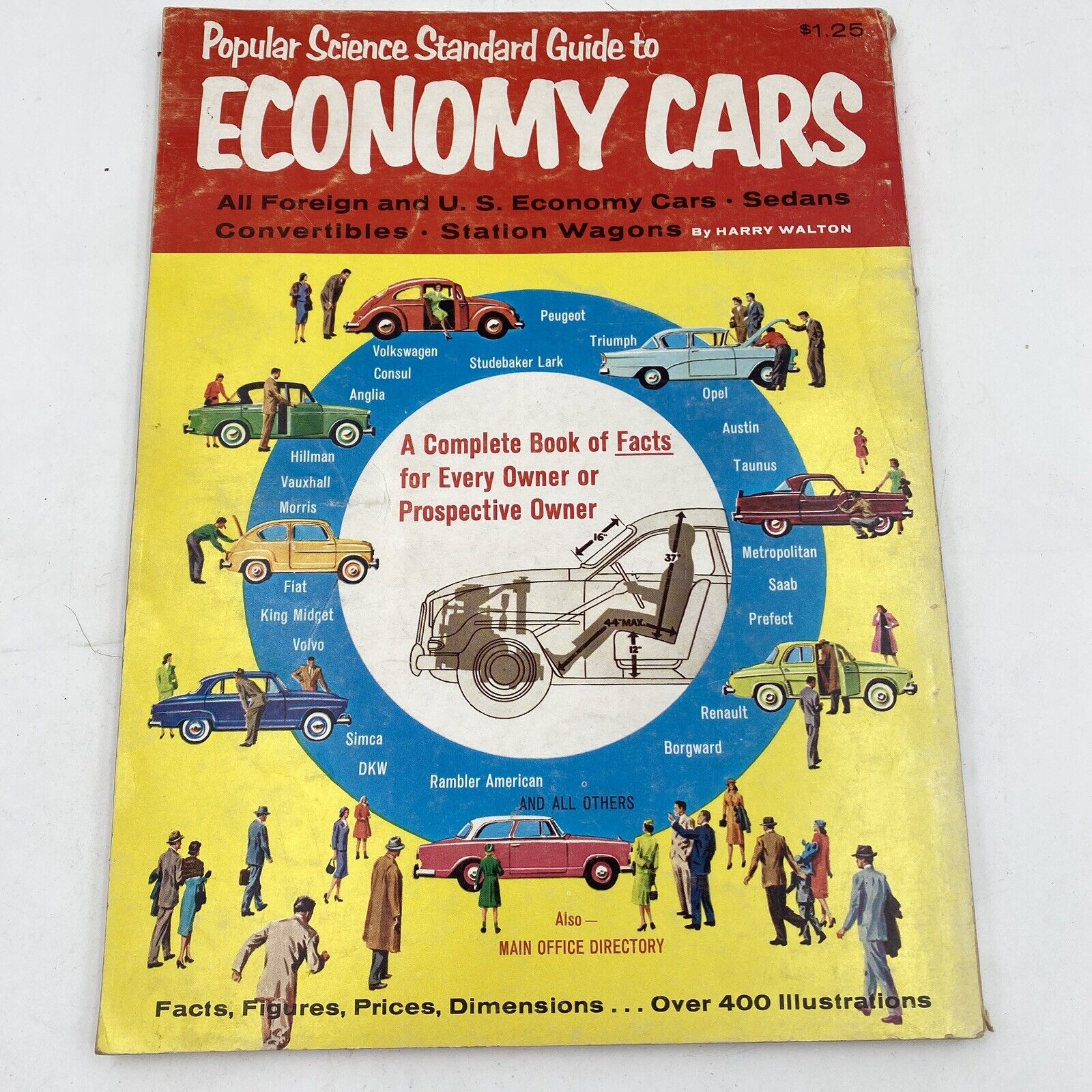 Vintage 1959 Popular Science Standard Guide to Economy Cars, Cool old car guide