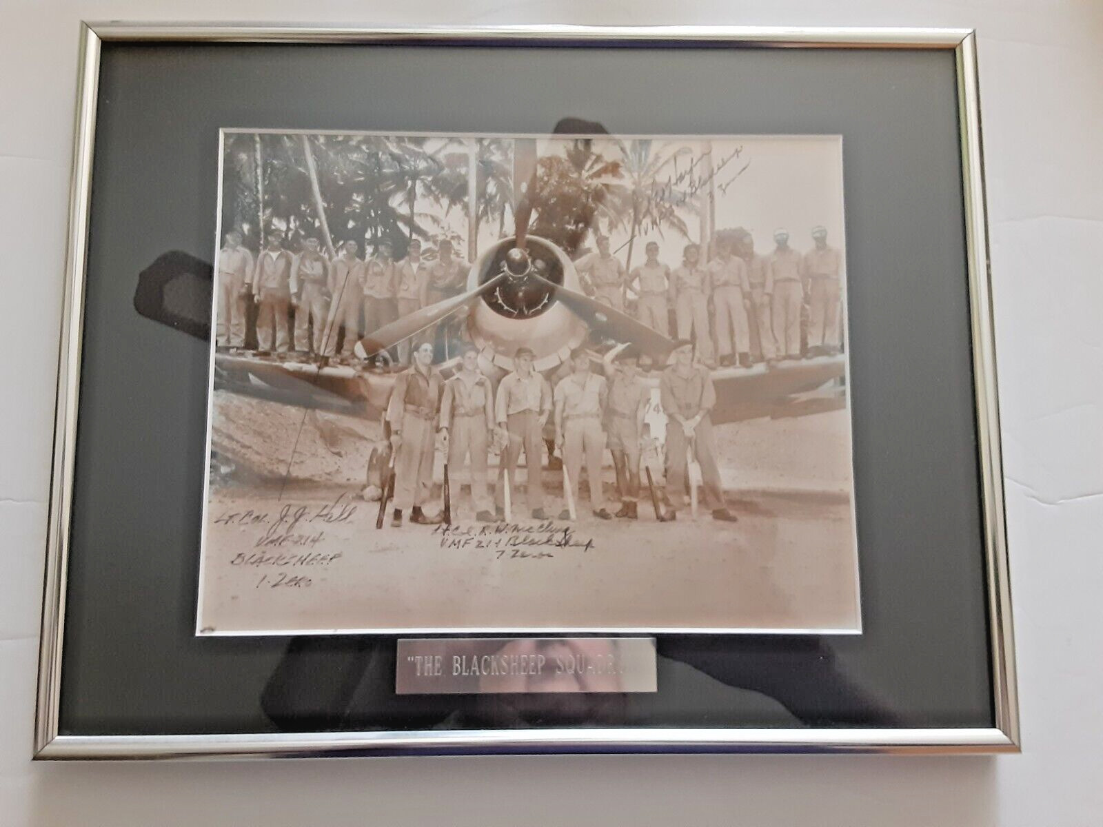 Blacksheep Squadron Framed 8X10 Photo Reprint. 11 in X 14 in. Military Aviation.