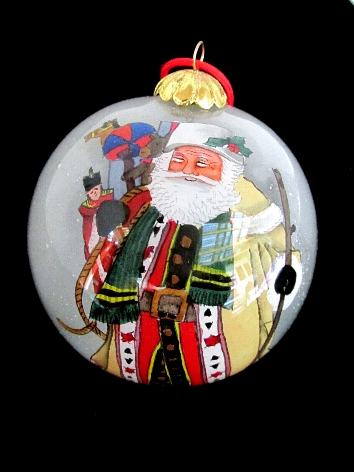 Old World Santa Inside Painted Glass Christmas Ornament Bill Yee Signed VTG 1993