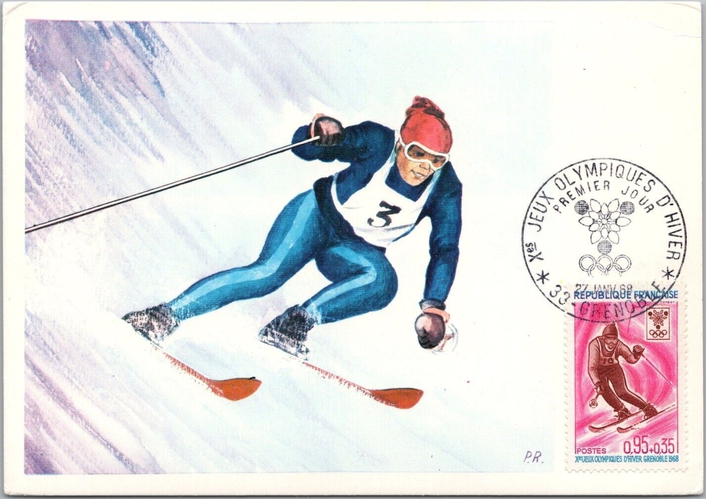 1968 WINTER OLYMPICS Grenoble France Postcard / First Day Cover / Stamp & Cancel