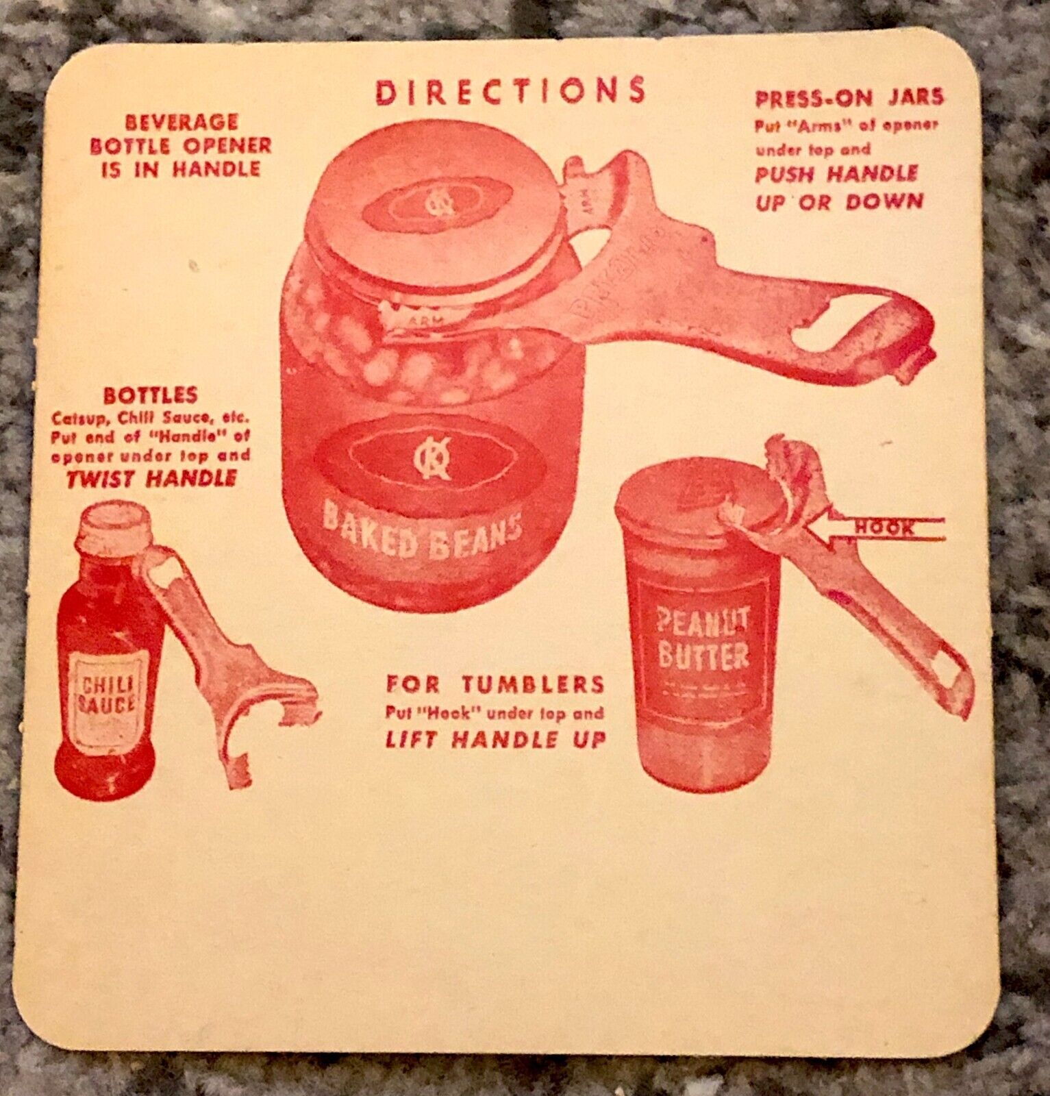 Vintage Grocery Store Sign Metal Jar Opener Pry-A-Lid 1950\'s Original NOS Unused