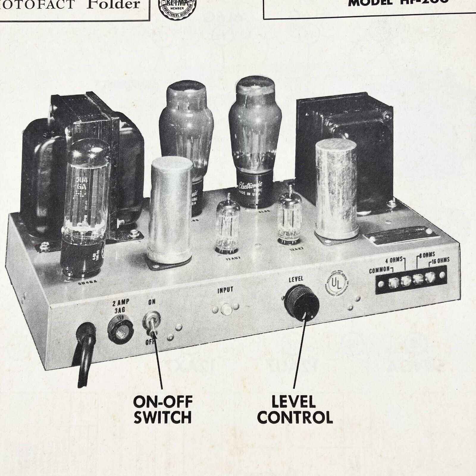 Vintage Original 1955 Regency Amp Model HF-200 Wire Schematic Service Manual