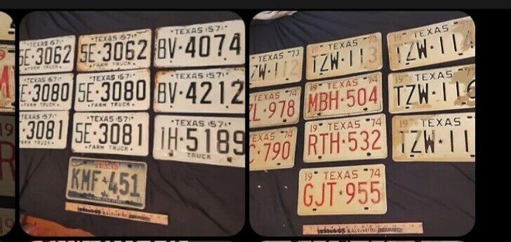 20 Barn find Antique Vintage Texas Rustic License plate Decor Embossed lot BULK
