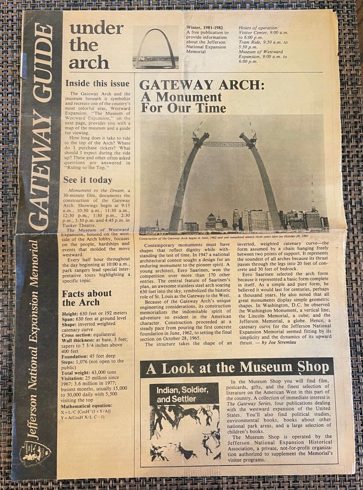 Vintage Saint Louis Arch News Winter 1981-1982 Jefferson National Gateway Guide