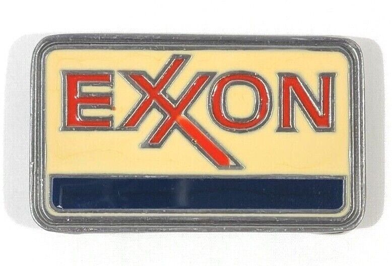 Vintage Exxon Buckle Patriotic Red White & Blue