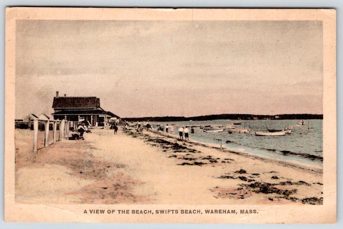 1925 SWIFTS BEACH WAREHAM MA COTTAGES BOATS A B CLEVELAND GENERAL STORE POSTCARD