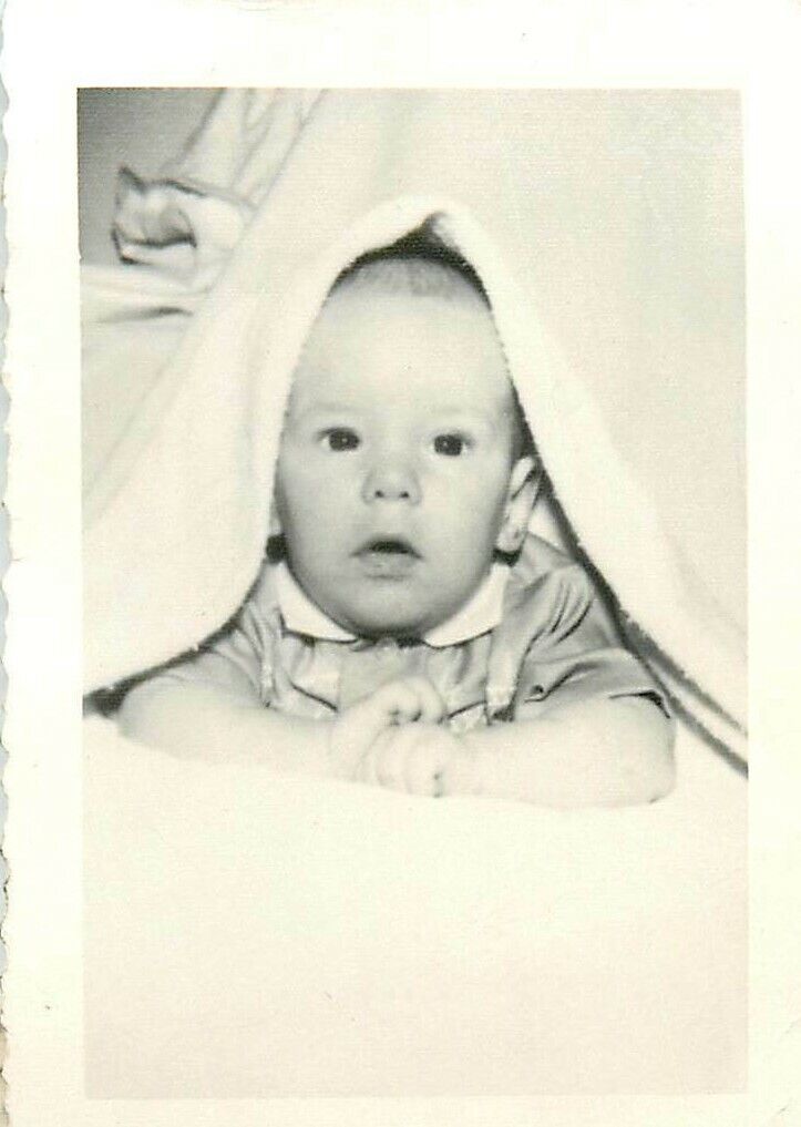 Baby Boy Peek A Boo Under Blanket Portrait Wallet Size 4x3