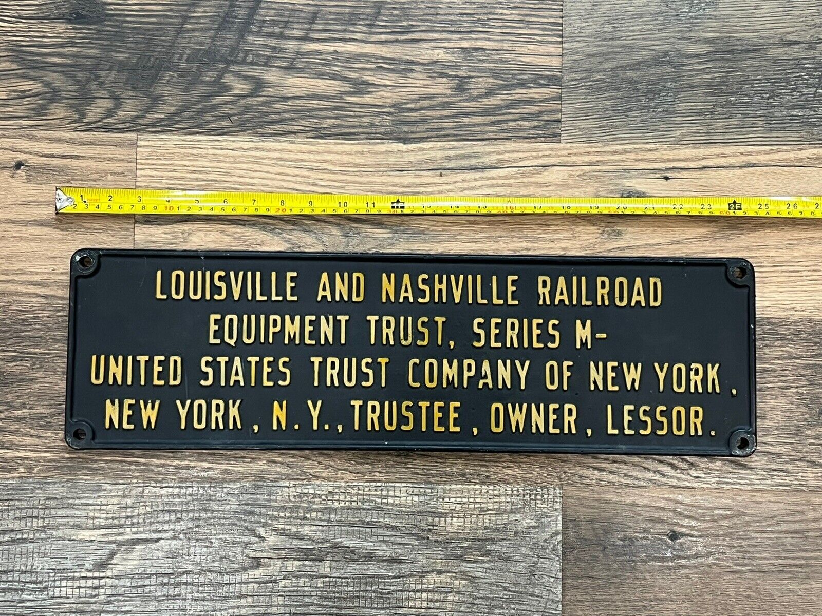 Antique Cast Iron Louisville Nashville New York Railroad Train Station Sign