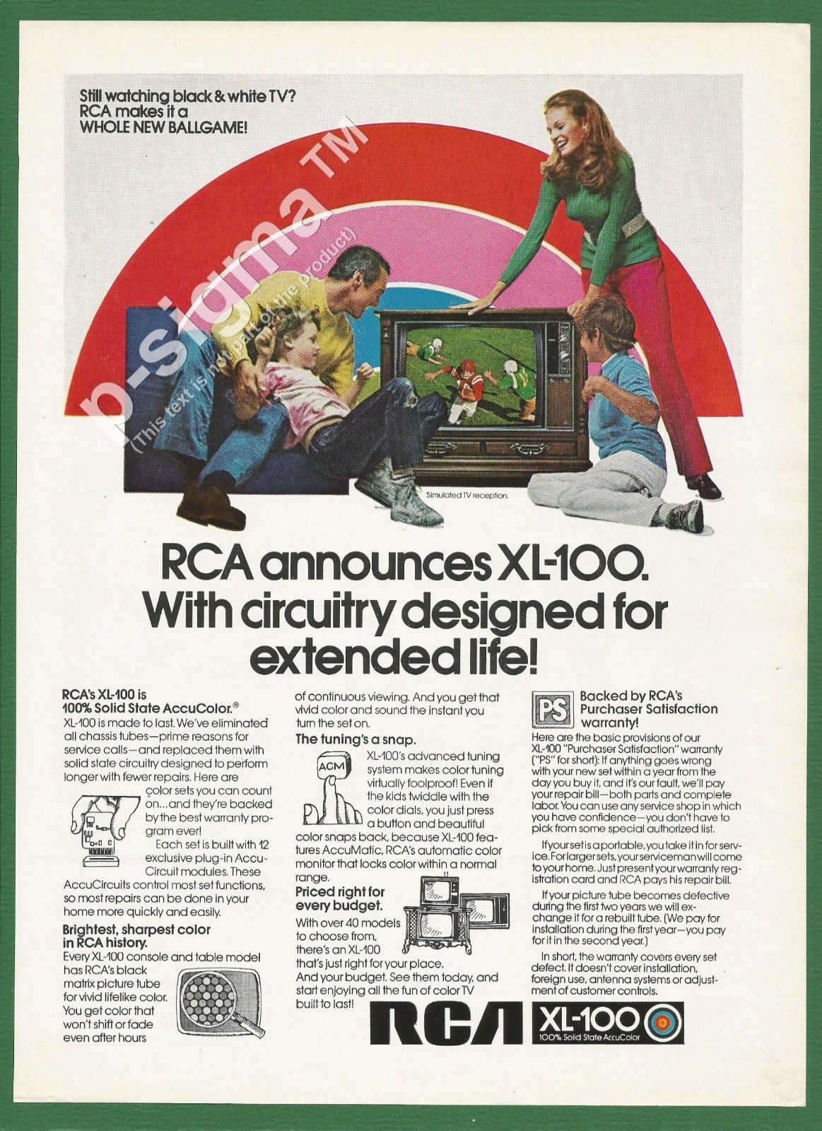RCA XL-100 color tv 1971 Vintage Print Ad # 192 7