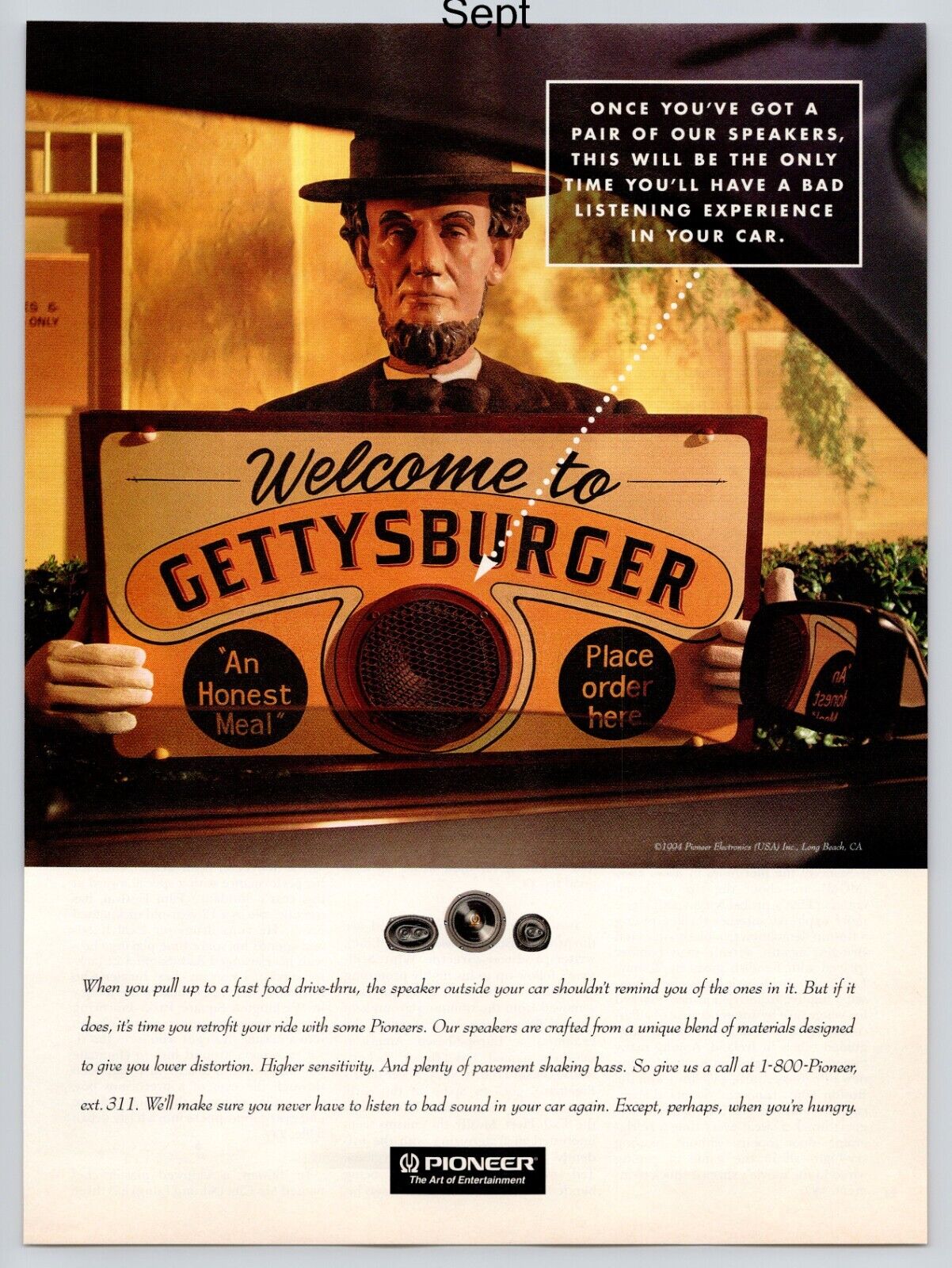Welcome To Gettysburger Pioneer Speakers Promo 1994 Full Page Print Ad