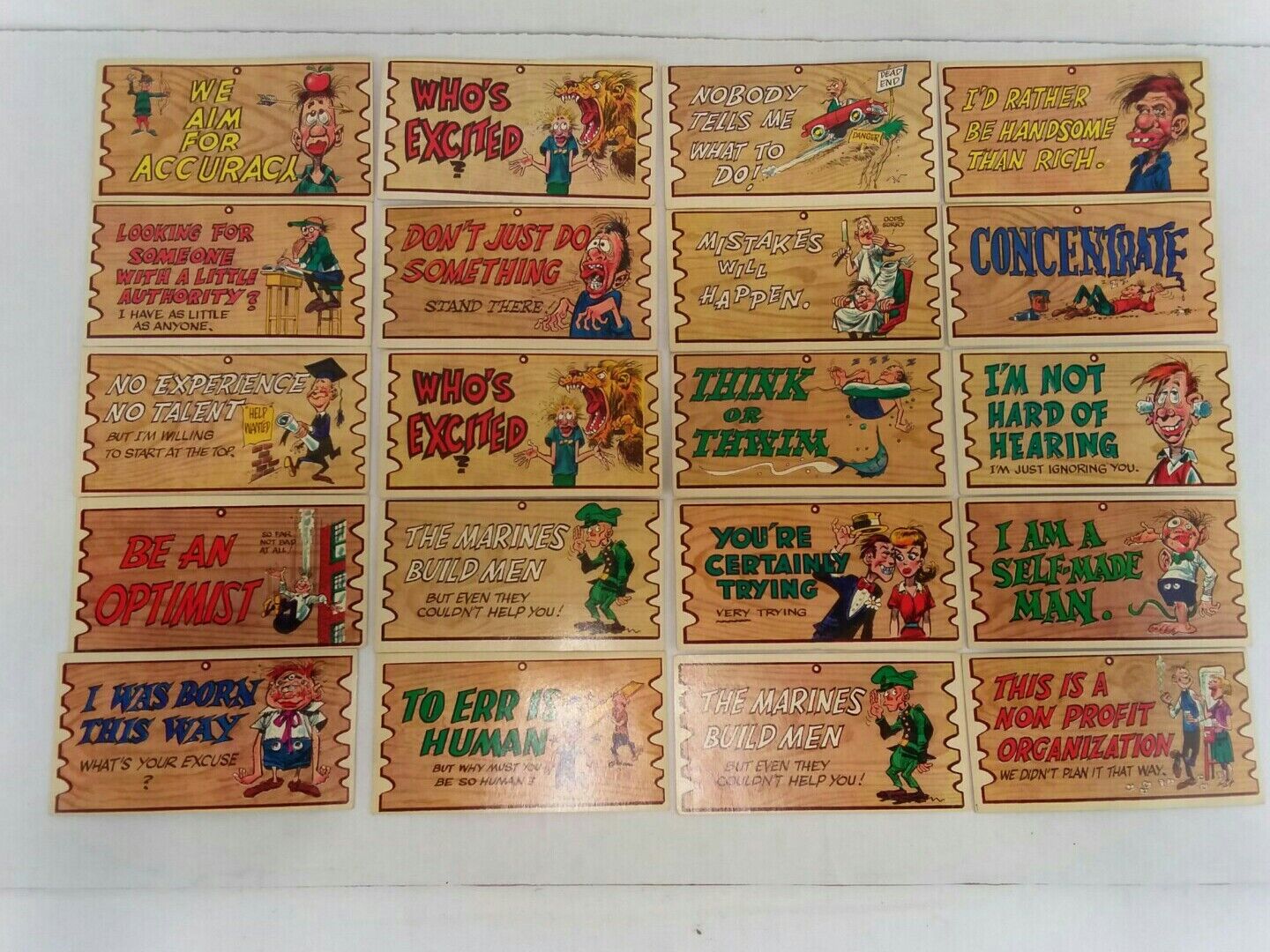 1959 TOPPS WACKY PLAK POST CARDS 20  DIFFERENT. Rare unused cards. Nice