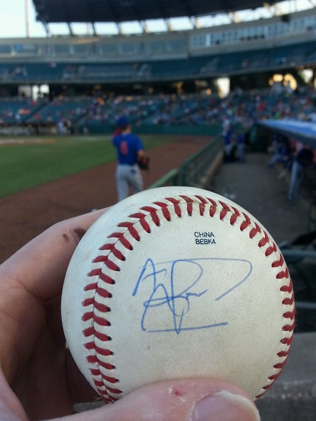 ALBERT ALMORA IOWA CHICAGO CUBS AUTO PCL GAME USED BASEBALL OBTAINED 4/22/16