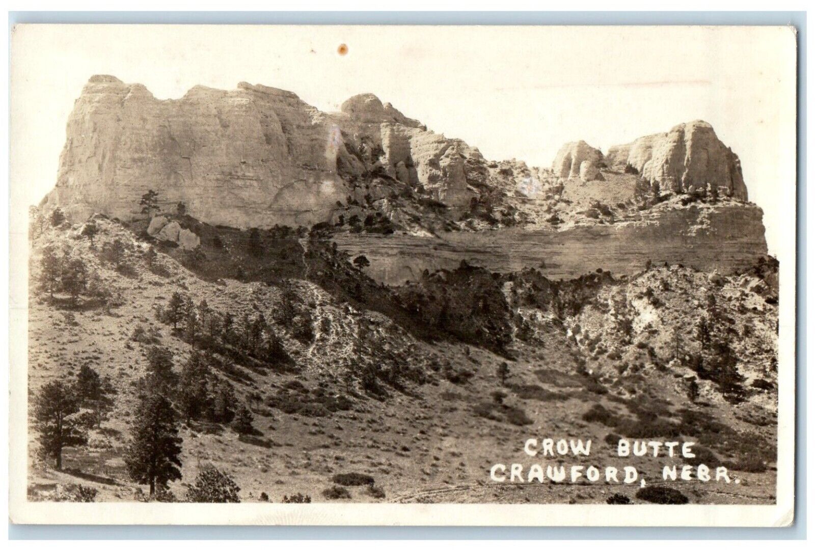 c1940\'s View Of Crow Butte Crawford Nebraska NE RPPC Photo Vintage Postcard