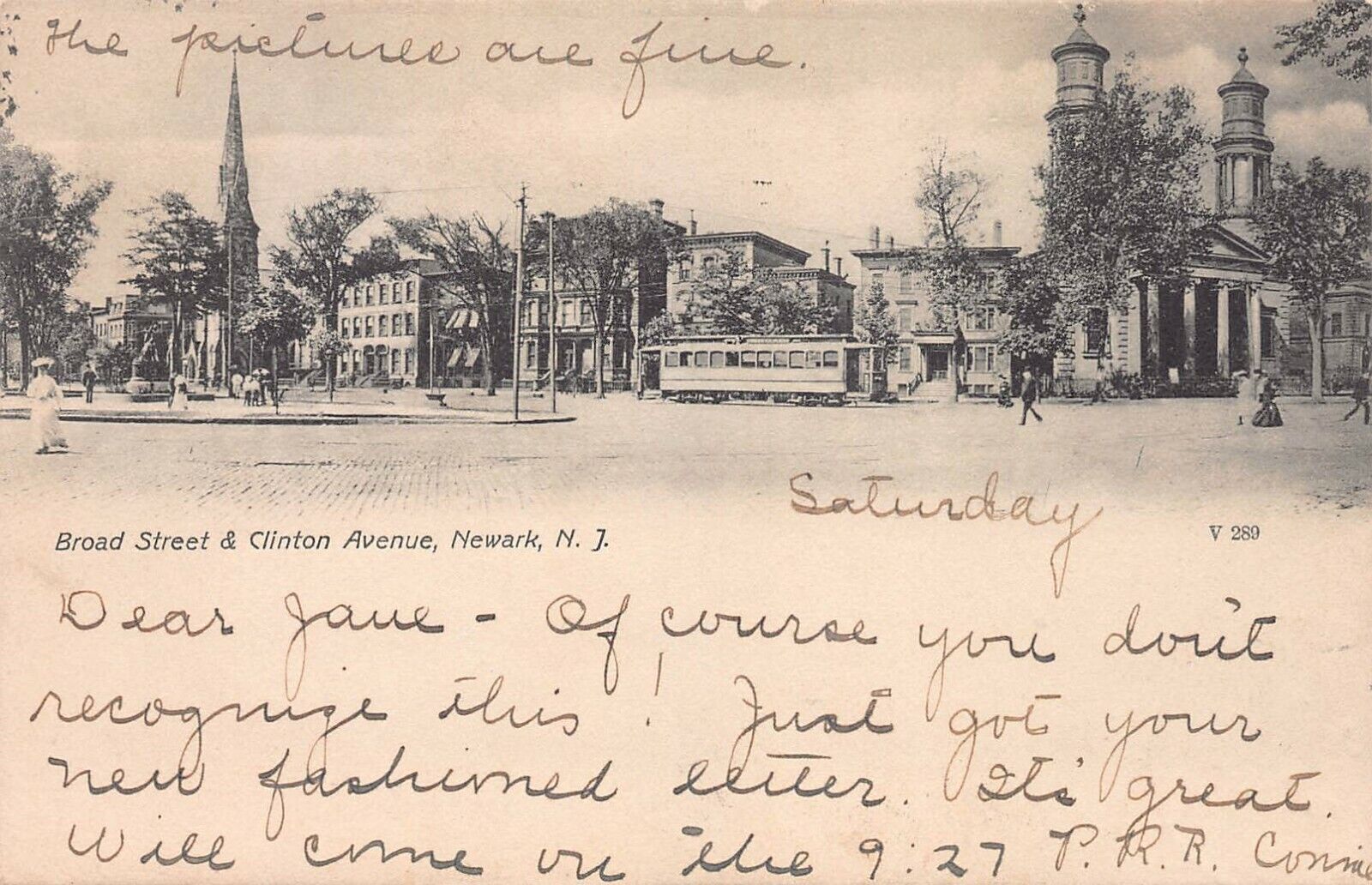 Broad St. & Clinton Ave, Newark, New Jersey, Very Early Postcard, Used in 1906